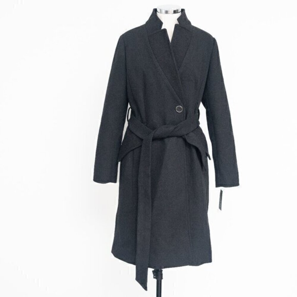 Kenneth Cole. Inverted‎ Collar Belted Coat